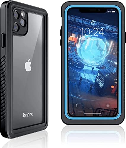 Waterproof Case for iPhone 11 Pro Max,Built-in Screen Protector [16FT Military Dropproof][IP68 Underwater][Dropproof] Full Body Shockproof Protective Phone Case for Women Men,Blue/Clear