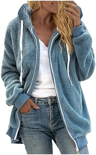 Cbcbtwo Women’s Fuzzy Fleece Jacket Oversized Sherpa Fur Coat with Hood Winter Warm Shaggy Teddy Coats Long Sleeve Outwear