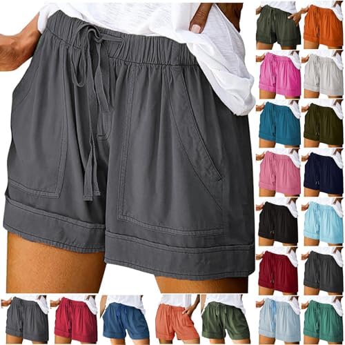 DASAYO Womens Shorts Casual 2024 Summer Beach Drawstring Shorts with Pockets 5 Inch Loose Cute Vacation Trendy Lounge Clothes